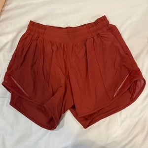 red lululemon shorts